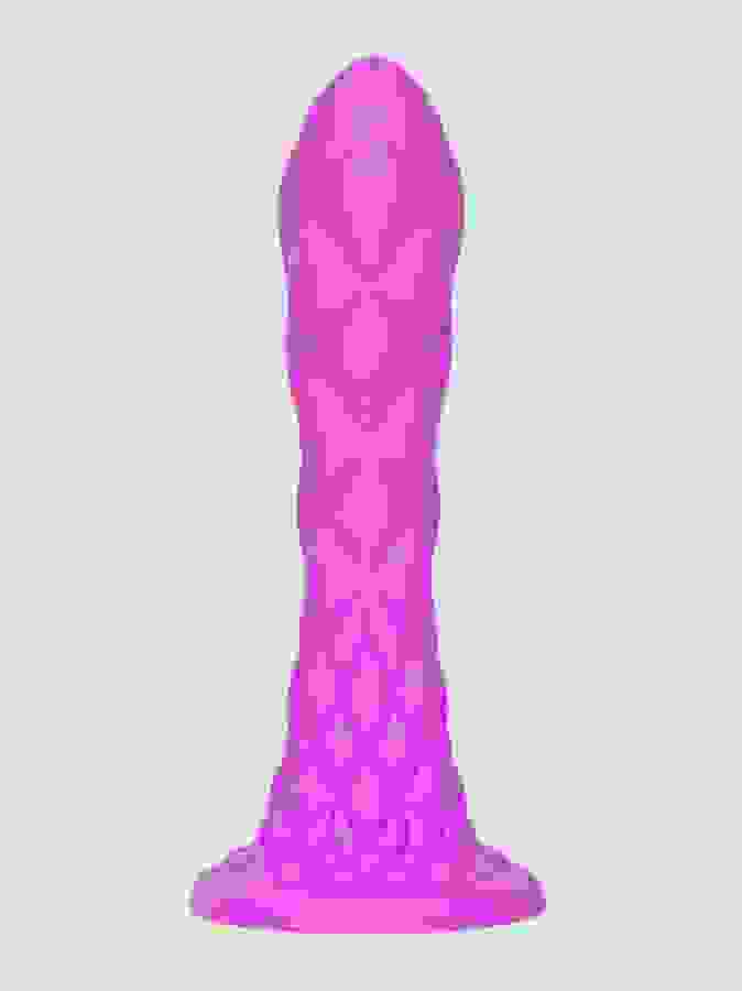 SILEXD Fantasy Dual Density Scaly Dragon Silicone Dildo 7 Inch, Purple, hi-res